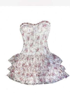 Windsor Floral Corset Dress with Pink Roses